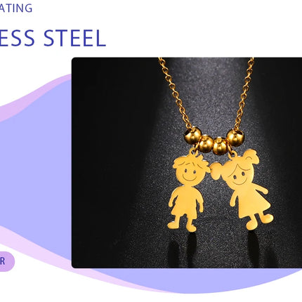Personalized Boy Girl Necklace Custom Chain Name Mother Father Day Kid Family Gift For Women Men Stainless Steel Pendant Jewelry