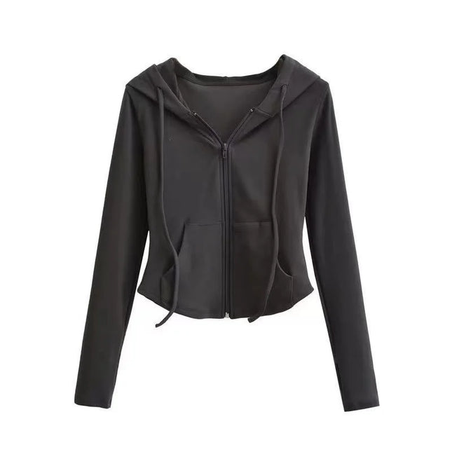Pure Desire Aesthetic Hooded Sweatshirt Jacket Women's Spring Autumn Slimming Casual Long Sleeve Crop Top Trendy Cardigan