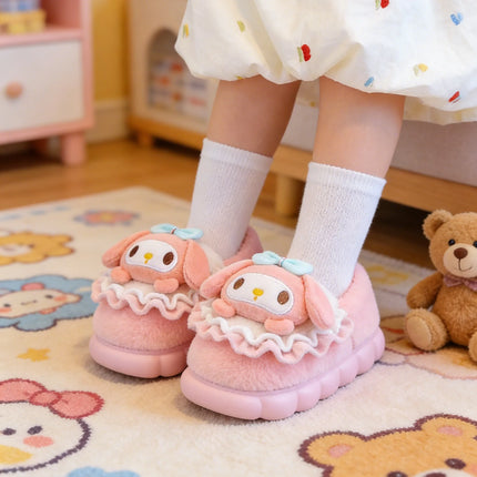 Kids' Slippers House Shoes Cartoon Cinnamoroll Winter Shoes For Girls Anti-slip Warm Thick Bottom Pink Pruple Shoes Size 24-41