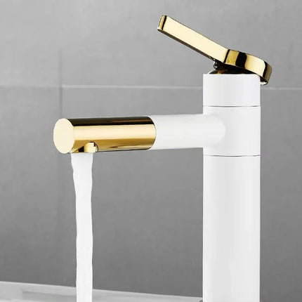 Basin Faucets Brass Bathroom Faucet Vessel Sinks Mixer Vanity Tap Swivel Spout Deck Mounted White Color Washbasin Faucet LT-701B