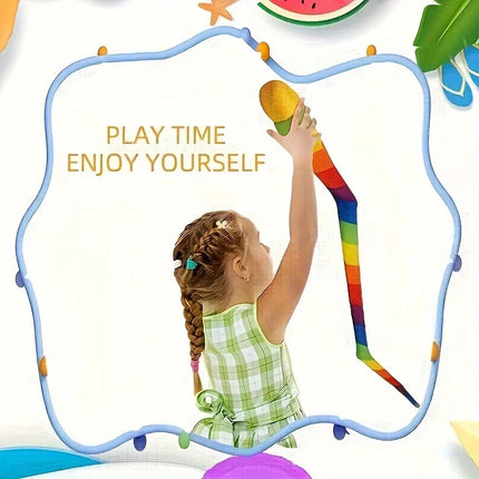 Rainbow Ribbon Throwing Ball Kids Outdoor Sensory Play Toy Stress Relief Hand Catch Flying Ball For Beach Lawn Parent Child Game