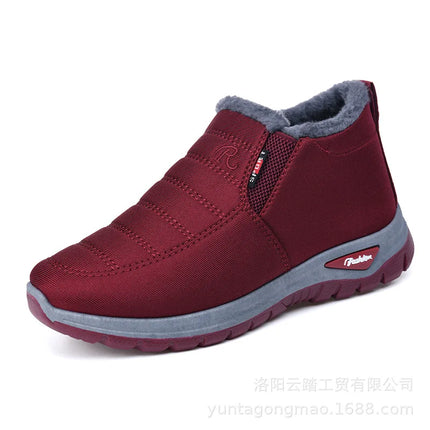 Winter New Fleece Lined Anti-slip Soft Bottom Women's Short Boots Thick Warm Cotton Shoes round Toe Casual Style Comfortable