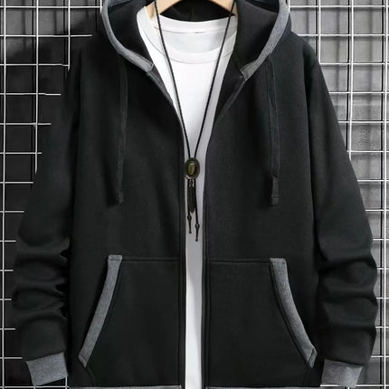 Spring and Autumn Men's Zipper Jacket Warm Windproof Hoodies Thickened Cardigan Sports Long Sleeve Sweatshirts Hooded Coat