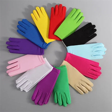 22cm Sexy Stretchy Elastic Short Finger Gloves Women Lady Bridal Wedding Drama Party    Accessory Halloween Costume Cosplay
