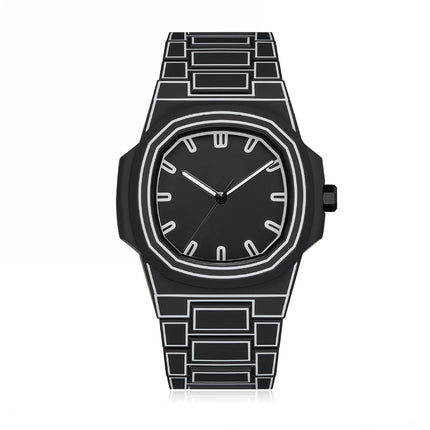 Top-quality luxurious men's sketch quartz watch with Arabic numeral display in 3D comic style