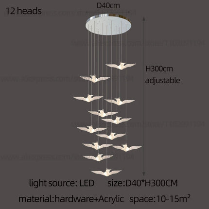Led Bird Pendant Lamp Home Decoration Lighting Hanging Lamp Design Loft Living Room Showroom Apartment Ceiling Villa Chandelier