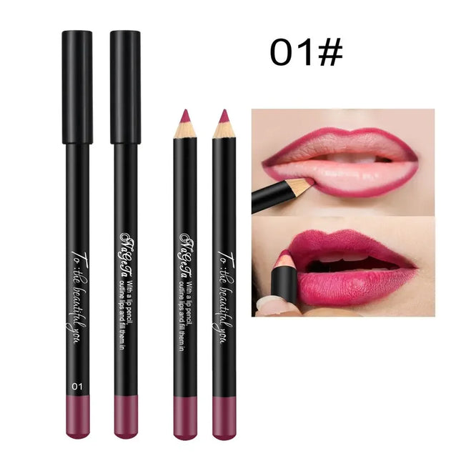 Matte Lip Liner Pencil 12 Assorted Colors Lipstick Eyeliner Natural Makeup Soft Pencil Waterproof and Long Lasting Lip Liner Pen