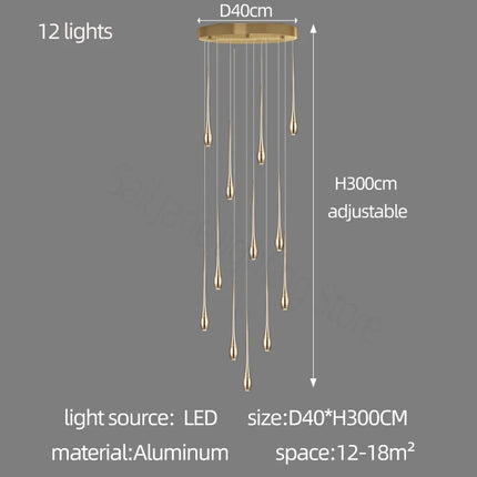 Modern Lighting Gold-Plated Chandelier Minimal Design Luxury Living Room Lamp Restaurant Kitchen Chandelier Led Stair Chandelier