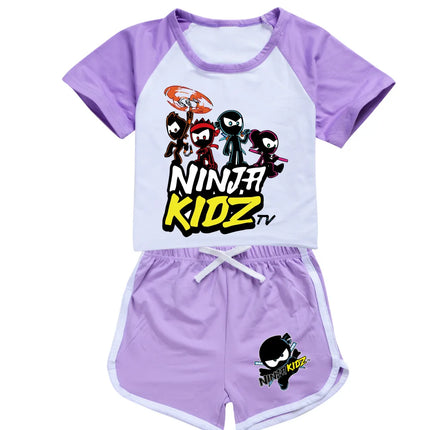 Ninja Kidz Kids Clothes Cotton Sport Tracksuits T-shirts Sweatshirt Suit Cartoon Pattern Set Teenager Baby Boys Girls Clothing