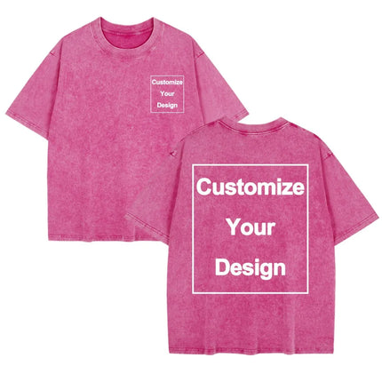 Summer Custom Washed T-Shirt Mens Cotton Oversized Tops DIY Logo/Graphic Tees Casual Comfortable T Shirts O-Neck Men's Clothes