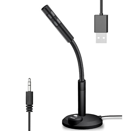 USB Desktop Microphone 3.5mm Omnidirectional PC Laptop Computer Mic for Computer Gaming Recording Chatting Singing Meeting
