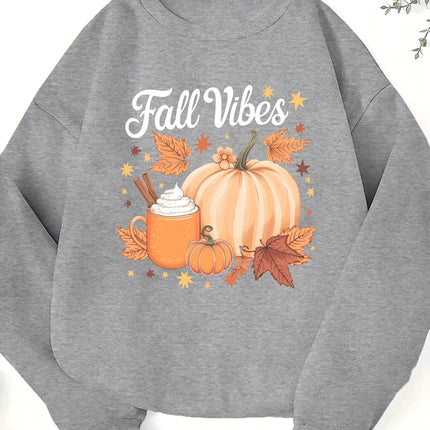 Pumpkin Cinnamon Autumn Printed Christmas Women's Hoodie Autumn Winter Round Neck Creative Top Fashion Pullover Clothing
