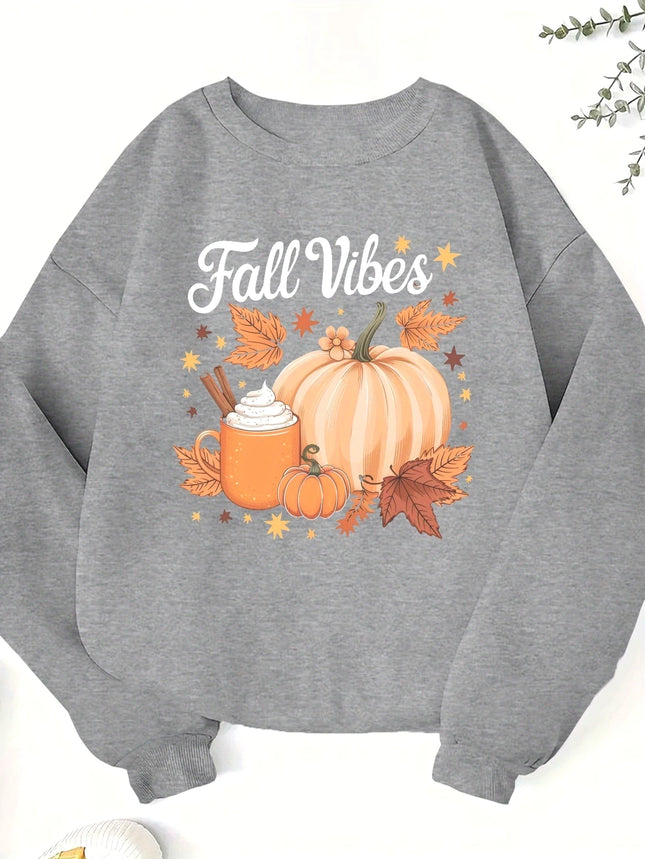 Pumpkin Cinnamon Autumn Printed Christmas Women's Hoodie Autumn Winter Round Neck Creative Top Fashion Pullover Clothing