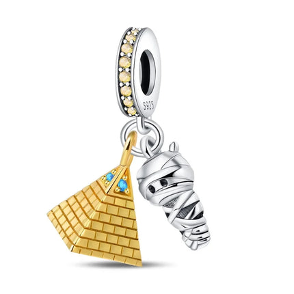 925 Sterling Silver Desert Pyramid Camel Elephant Charm Bead Fit Bracelet Original Charm for Women DIY Jewelry Making