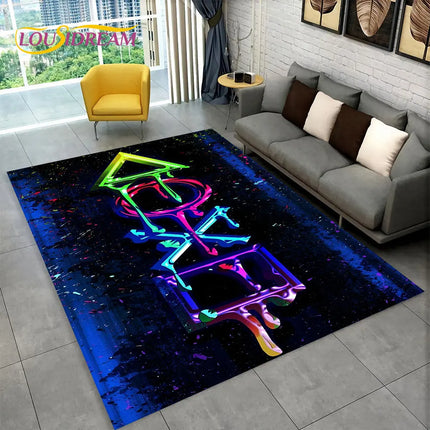 Cartoon Gamer Game Gamepad Area Rug,Carpet Rug for Living Room Kids Bedroom Sofa Kitchen Doormat Decor,Child Non-slip Floor Mat