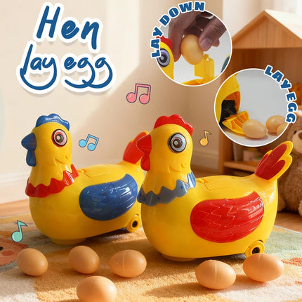 Novelty Chicken Laying Eggs Toy Music Animal The Magic Chicken with 3 Eggs Realistic Sound Singing Laying Eggs Puzzle Toys