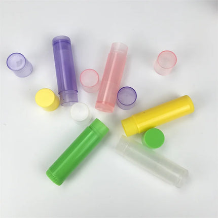 100pcs 5g Plastic Transparent Cosmetic Round Lip Balm Tubes Empty 5ml Oval Black Lipstick Tube Packaging Lip Balm Container