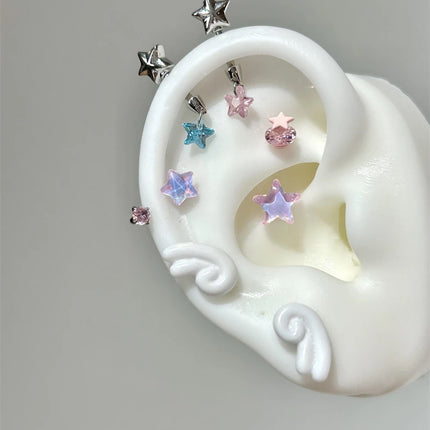 Sweet Angel's Wings Stainless Steel Ear Bone Nail Cute Acrylic Love Heart Cross Earrings for Women Body Puncture Accessories