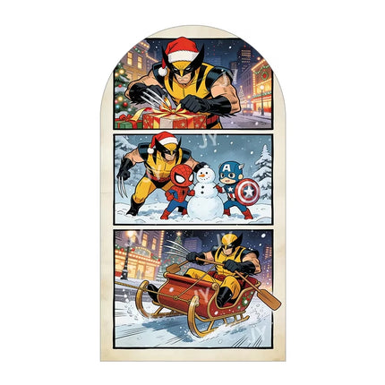 Superhero Wolverine Deadpool theme arch background children's boy birthday partydecoration layoutbackground props stretch fabric
