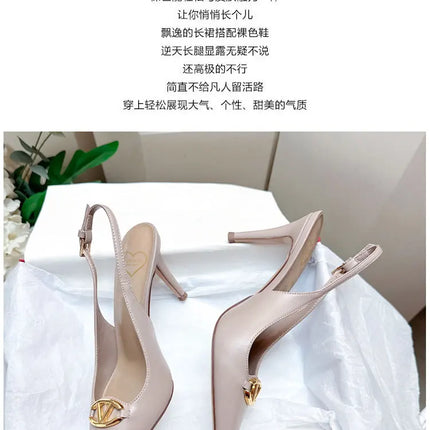 Women's pointed high-heeled sandals for women's summer 2025 new style pointed high-heeled shoes with metal buckle single shoes