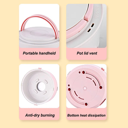 2024 Upgraded Fast Heating Electric Lunch Box Small Multi-functional Insulated Rice Cooker Steamer Portable Electric Lunch Box