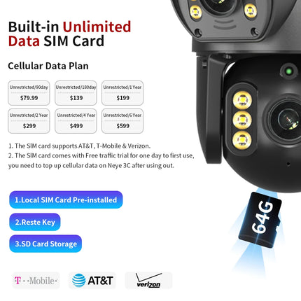 Neye P18 Solar Powered 4G SIM Card Camera 4K 8MP Outdoor Dual Lens PTZ Camera PIR Human Detection Ultra Long Battery Life