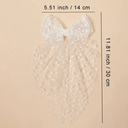1pc Girl Romantic Wedding Season Headwear Gift Accessory Sweet Hair Clip Ribbon Mesh Embroidery for Girls Tailcoat Lace Bow Hair