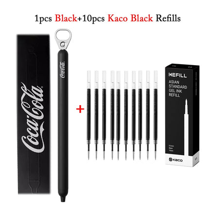 KACO Coca Cola Gel Ink Pen Pull Ring high-quality 0.5 dual-core ST head,Quick Drying Black stylo for office signing school suppl