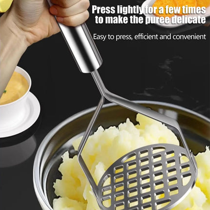 Mash Potatoes Masher Manual Stainless Steel Food Masher Heavy-Duty Mashing Utensil Kitchen Gadget Manual Potatoes Ricer for Bean