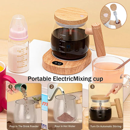 400ml Electric Self Stirring Coffee Cup Waterproof Glass Mug with Automatic Protein Powder Mixing Function
