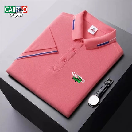 Men's Summer High-Quality Fashionable Embroidered Logo Short Sleeve Polo Shirt, New Style, Casual, Breathable, Cool Top