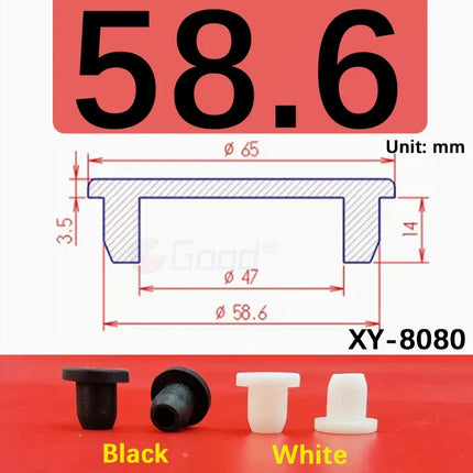 Black T-shaped silicone plug rubber hole cover dust-proof sealing, shock-absorbing foot pad  A-6.8mm~68.6mm