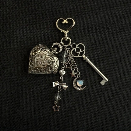 Keychain Design Hollow Heart Pocket Watch Fashion Style Couple Gift Steampunk Clock Hollow Heart Vintage Look Watch Chain Gift