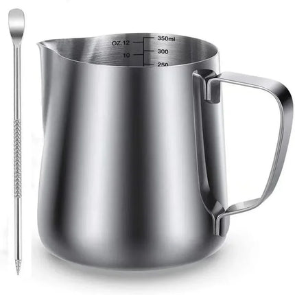 350ml/600ml (12 Oz/20 Oz) Milk Frother Steam Canister Stainless Steel Coffee Latte Art Milk Carafe Cup with Art Pen, 12 Oz