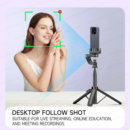 C22 AI Face Tracking Handheld Gimbal Stabiliser 360° Rotation Shoot Selfie Stick Tripod for Mobile Phone, 1/4'' Screw for Camera