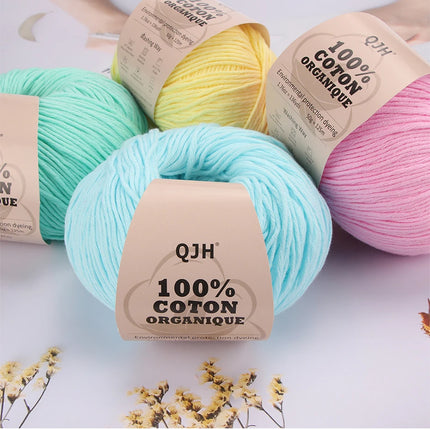 3PCS 100% Organic Cotton Yarn Machine Washable For Adult Baby Sweaters/Gloves/Scarves/Hats Etc. 50 gr (1.76 oz) 125 m (136 yrd)