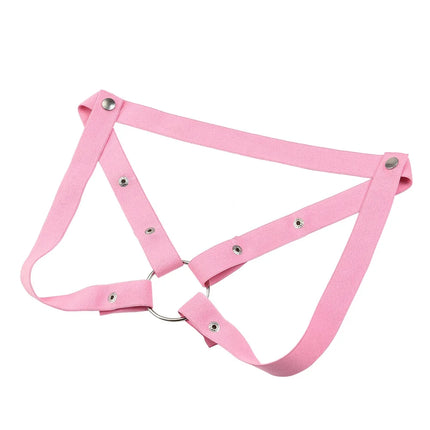 Pink Male Penis Ring Chastity Cage Auxiliary Belt Anti-off Device Elastic Belt Adjustable Underwear Rope Scrotum Ring Sex Toy