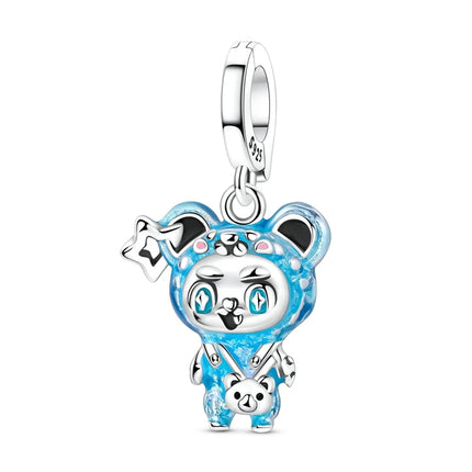 Blue Series 925 Sterling Silver Owl Butterfly Pirate Ship Car Beetle Clogs Charm Fit DIY Bracelet Necklace Fun Matching Gifts