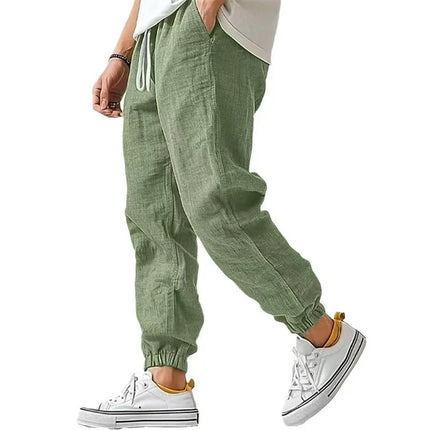 2026 New Cotton Linen Harem Pants Men Solid Elastic Waist Streetwear Joggers New Baggy Drop-crotch Pants Casual Trousers Men