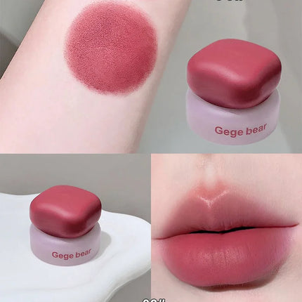 Matte Velvet Mist Cheek Lip Mud Natural Nude Multi-purpose Blush Orange Brown Solid Lip Gloss Tint Lasting Shading Korean Makeup