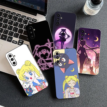 Casing Phone Cover for Samsung Galaxy S22 S21 S20 FE Ultra Plus A07 A17 A15 A16 A25 A57 A37 Case  S-SailorS Anime Girl Moons
