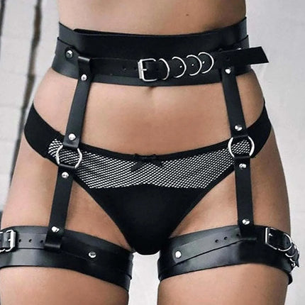 Women's Leather Leg Harness and Butt Harness BDSM Lingerie Set Valentine's Day Gift Rave Costume Belt Clothing Accessories
