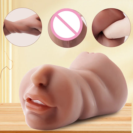 3 in 1 Pocket Pussy Male Masturbator Sex Toys for Men 3D Textured Sex Doll with Sexy Mouth Realistic Vagina Tight Anus Mens 18+