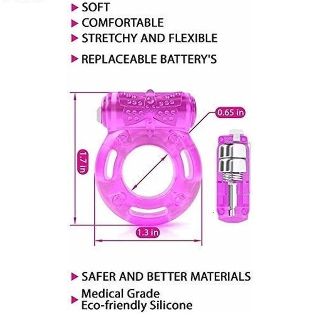 Vibrating Clitoral Stimulator Cock Ring Cage Strong Erection Enhance Personal Experience Toy for Men and Couples
