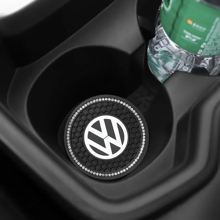 2Pcs Car Interior Coasters Silicone Water Cup Anti-slip Mats For VW Tiguan Arteon Taigo Caddy CC e-up! Golf Polo Passat Amarok