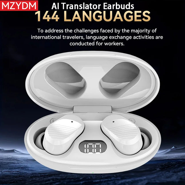 AI Translator Earbuds 144 Languages Translation Noise Cancelling A68 Bluetooth5.4 Earphone Instant Smart Voice Real Time Headset