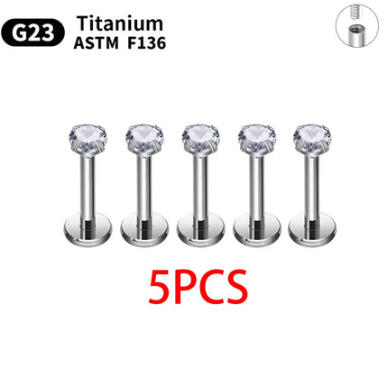Wholesale 5/50PCS G23 Titanium Eyebrow Piercing Nose Ring Septum Helix Cartilage Piercing C rod Body Jewelry For Women