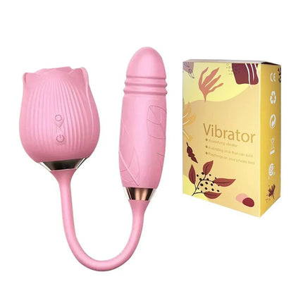 Rose Toy Sucking Vibrator Stimulator for Women with 10 Sucker Thrusting Dildo G Spot Vibrators Adult Toys for Woman Man Couples