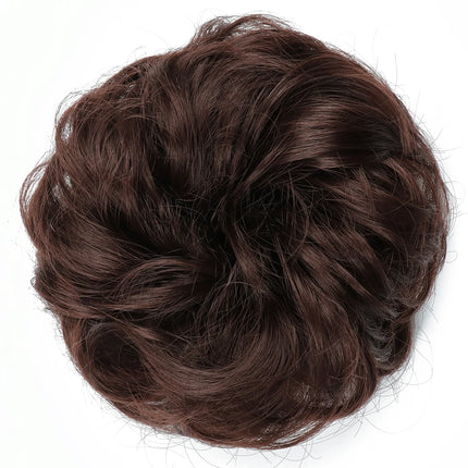 Azqueen Synthetic Messy Bun Chignon Donut Gary Brown Color Hair Bun Pad Elastic Hair Rope Rubber Band Hair Extensions