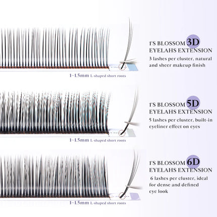DeceMars 1'S Blossom 3D 5D 6D Eyelash Extension for Makeup